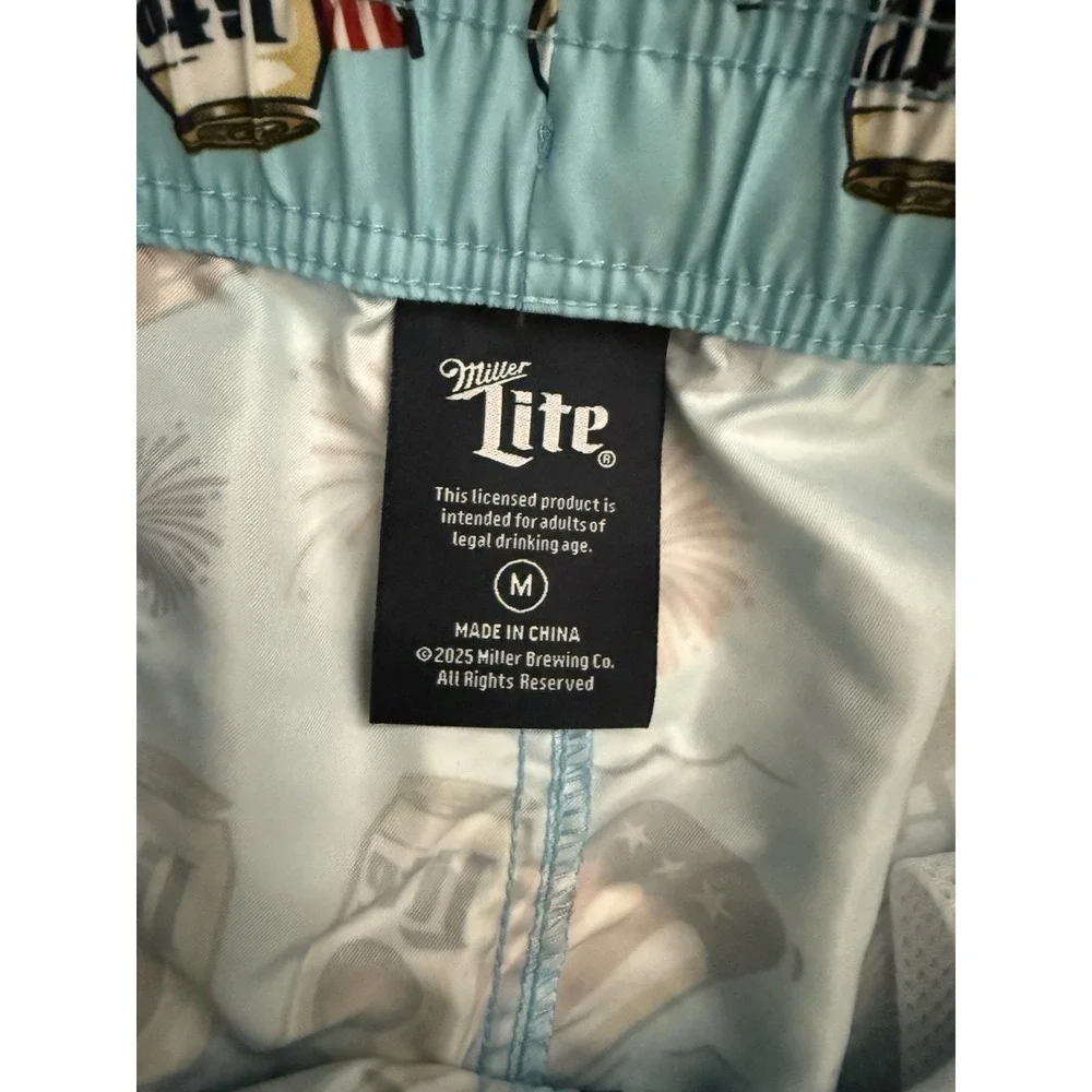 NEW Miller Lite Beer Logo Men's Swimming Trunks Swimsuit Miller Light Trunks Med